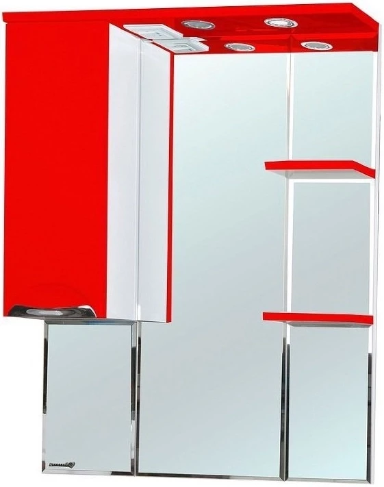 Зеркальный шкаф 75x100 см красный глянец/белый глянец L Bellezza Альфа 4618812002035