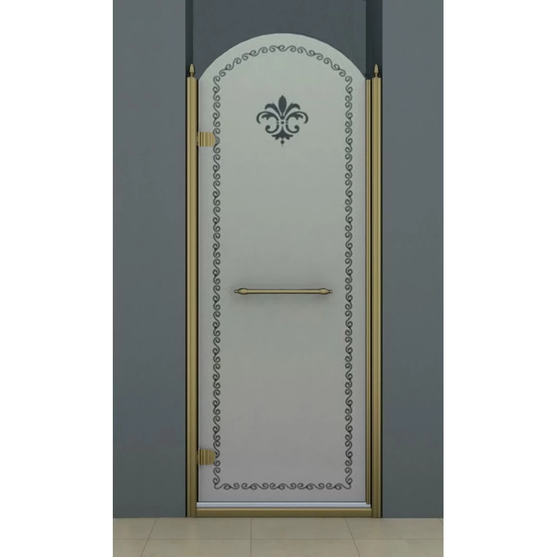 Душевая дверь распашная Cezares Retro 90 см матовое с прозрачным узором RETRO-A-B-1-90-PP-Br-L
