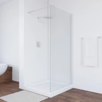 Душевая перегородка Vegas Glass EAF NOVO h2000 96 01 01 96 см, профиль белый, стекло прозрачное