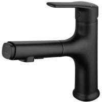 Смеситель для раковины Wonzon & Woghand WW-AE4151-MB с выдвижным изливом, черный матовый