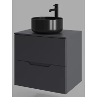 Тумба с раковиной Orange Line Li-60TugMDF+B07-345B 60,2 см, подвесная, со столешницей, графит матовый