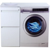 Тумба под раковину Misty Фостер Э-Фос01040-012Я 39 см, напольная, над стиральной машиной, белый глянец/белый матовый