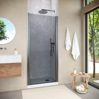 Душевая дверь Vegas Glass EP NOVO h2000 65 11 07 65 см, профиль оружейная сталь, стекло графитовое