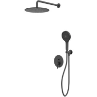 Душевой комплект Whitecross Y YSET04TOPBL 300 мм, со смесителем, черный матовый