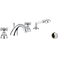 Смеситель на борт ванны Emmevi Deco Classic 12120/BO с душевым гарнитуром, золотой/белый