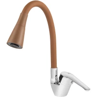 Смеситель для кухни Viko V-3534 с гибким изливом, хром/коричневый