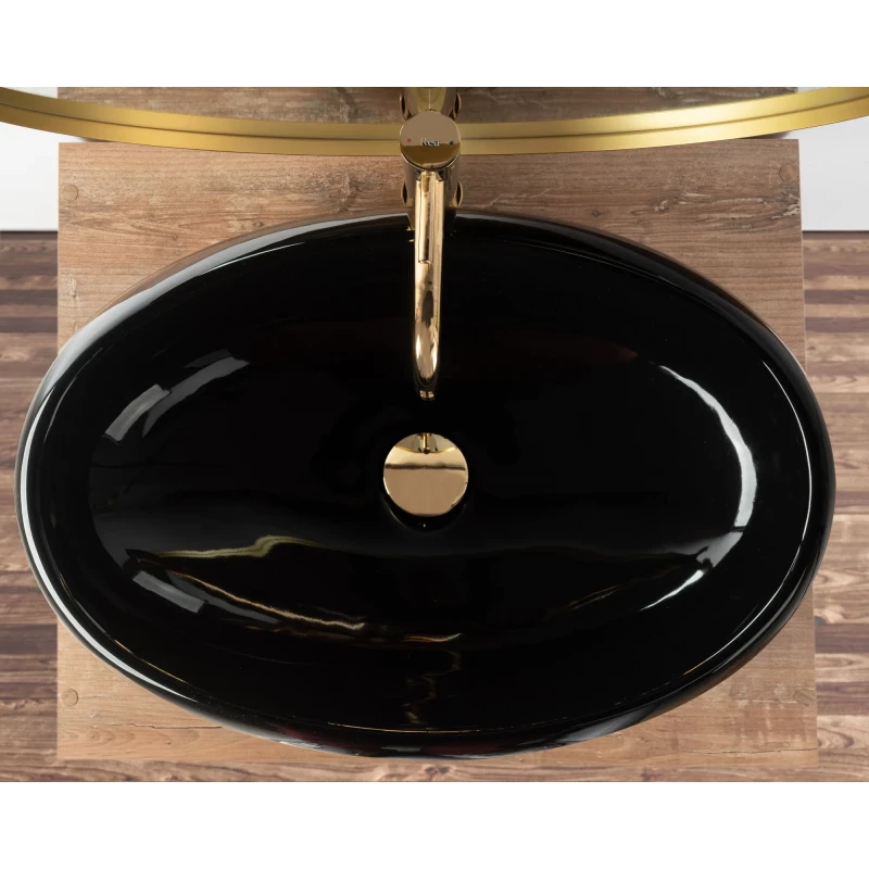 Раковина-чаша Rea Melania REA-U0470 60x40,5 см, накладная, черный глянец