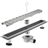 Душевой трап (лоток) Savol S-DL02L-50 50 см, с решеткой, перфорированный, сатин