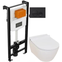 Комплект подвесной унитаз Serel Smart SM25SL + система инсталляции Jacob Delafon E24156-NF + E20859-7-BMT