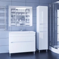 Комплект мебели белый глянец 100 см Санта Лондон 224030 + CLASSIC100M + 900521