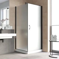 Душевой уголок Vegas Glass EP-Fis LUX 80*120 02M 10 R 80x120 см R, профиль черный матовый, стекло сатин