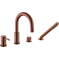 Смеситель на борт ванны Boheme Uno 460-CB с душевым гарнитуром, медь матовая