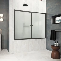 Шторка на ванну Vegas Glass Z2V Protec 150 02М 10 150 см, профиль черный матовый, стекло сатин