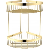Полка для ванной Grocenberg AC0076GO 21x21 см, угловая, двойная, золотой
