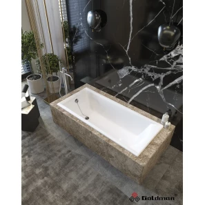 Изображение товара чугунная ванна 160x70 см с отверстиями для ручек goldman elite et16070h