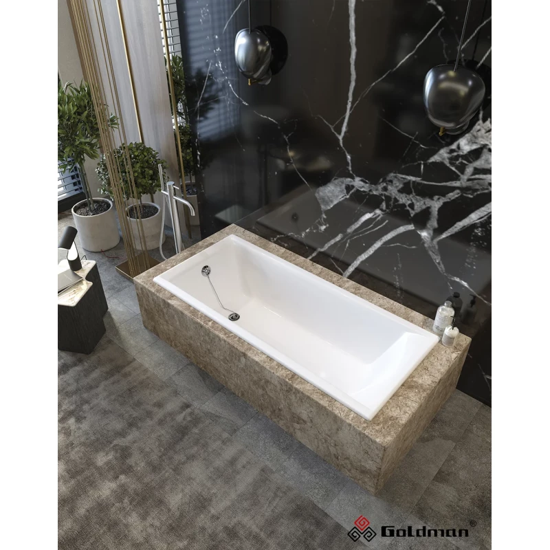 Чугунная ванна 160x70 см с отверстиями для ручек Goldman Elite ET16070H