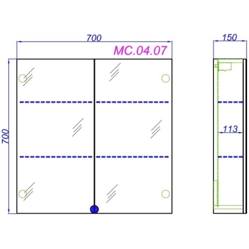 Комплект мебели белый глянец 76,5 см Aqwella Allegro Agr.01.07/3 + 4620008197470 + MC.04.07