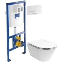 Комплект подвесной унитаз Kerama Marazzi Plaza Modern PLMR.wc.02 + PLMR.seat.02\WHT + система инсталляции Villeroy & Boch 92246100 + 92249068