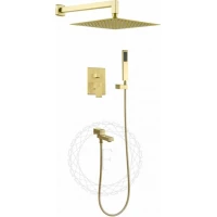 Душевой комплект Filarete Fing FL1040MG 300 мм, со смесителем, золотой матовый