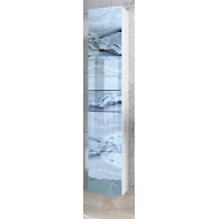 Пенал Marka One Lacio У73169 подвесной R, голубой мрамор/белый глянец