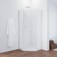 Душевой уголок Vegas Glass AFA-Pen NOVO 90 01 02 L 90x90 см L, профиль белый, стекло шиншилла