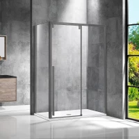 Душевой уголок Vincea Lugano VSR-1L9013CLGM-1 130x90 см, профиль вороненая сталь, стекло прозрачное