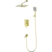 Душевой комплект Oliveeka D OL-939003-BG 300 мм, со смесителем, золотой матовый