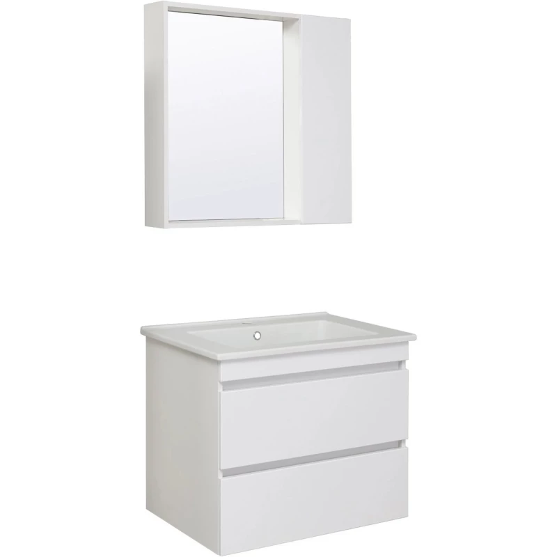 Зеркальный шкаф 75x75 см серый бетон/белый L/R Runo Манхэттен 00-00001045