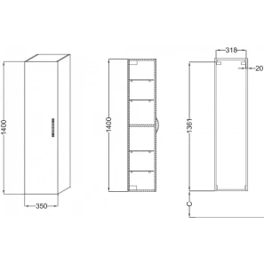 Изображение товара подвесная колонна с реверсивной дверцей белый глянец jacob delafon ola eb396-j5