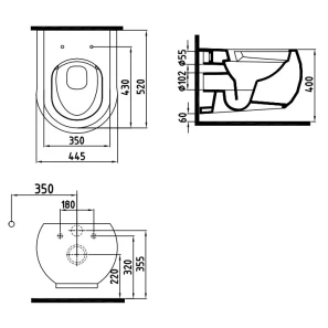 Изображение товара подвесной безободковый унитаз с функцией биде с сиденьем микролифт bien flash flka052n1vp1w3000