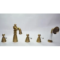 Смеситель на борт ванны Magliezza Grosso Bianco 50119-4-br с душевым гарнитуром, бронза