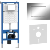 Инсталляция для унитаза Iberica Blanca Silencio Esti-S IB001.852 с кнопкой смыва, хром