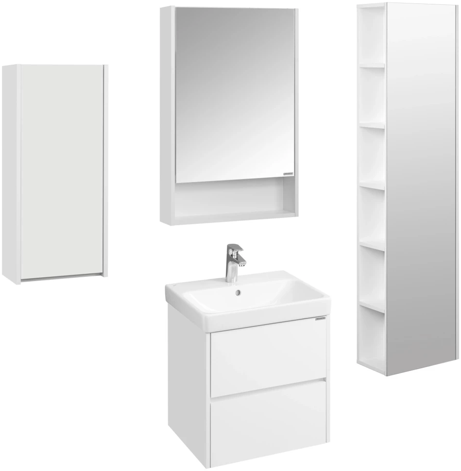 Зеркальный шкаф 55x85 см белый матовый L/R Акватон Сканди 1A252102SD010 - фото 5