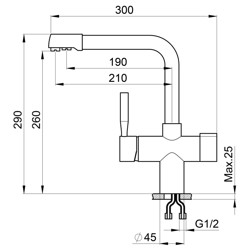 Смеситель для кухни с подключением к фильтру Granula графит 2088bg