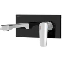 Смеситель для раковины Teska Quarsar E5100B встраиваемый, без донного клапана, черный матовый