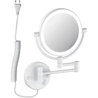 Зеркало косметическое Timo Saona 13376/16 с 5x увеличением, настенное, с подсветкой, выключателем, белый матовый