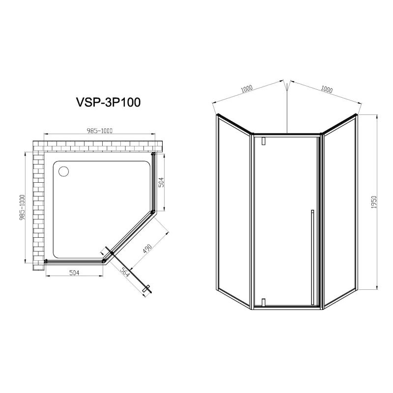 Душевой уголок 100x100 см Vincea Penta VSP-3P100CL прозрачное