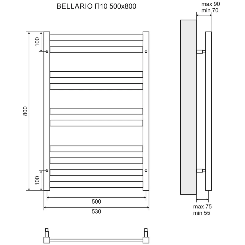 Полотенцесушитель электрический 800x500 ТЭН левый/правый Lemark Bellario П10 LM68810E
