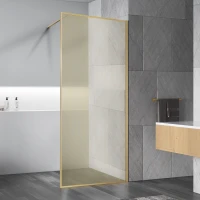 Душевая перегородка Vincea Walk-In VSW-1HP900GWBG 90 см, профиль золотой матовый, стекло ламинированное золото