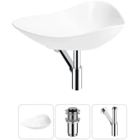 Раковина-чаша Wellsee Nexus Flex 20214035R 60x42 см, накладная, белый, с донным клапаном и сифоном