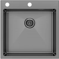 Кухонная мойка Paulmark Kroner-Edge PM775151-GM 51x51 см, вороненая сталь