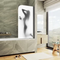 Шторка на ванну MaybahGlass MGV-929-ФП017-6 70 см R, профиль черный матовый, стекло фотопечать