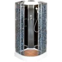 Душевая кабина 100x100x208 см Deto BM1510NBLACK матовое с прозрачным узором