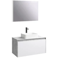 Комплект мебели бетон светлый/белый глянец 100 см Aqwella 5 Stars Mobi MOB0110BS + MOB0710W + 4640021064269 + SM0210