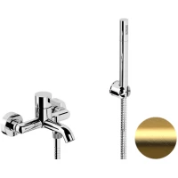 Смеситель для ванны Remer Metrica MC02BG с душевым гарнитуром, золотой матовый