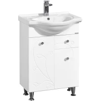 Тумба с раковиной белый глянец 66 см с бельевой корзиной Акватон Лиана 1A1658K0LL010