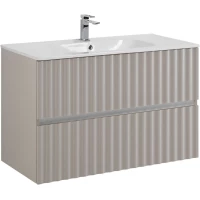 Тумба под раковину Art&Max Elegant AM-ELEGANT-900-2C-SO-GCM-LED 90 см, подвесная, с LED-подсветкой ручек, светло-серый матовый