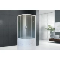 Душевой уголок с поддоном Royal Bath RB100BK-C 100x100 см, профиль белый, стекло матовое