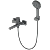 Смеситель для ванны Wonzon & Woghand Frame WW-88639010-BGM с душевым гарнитуром, темный графит матовый