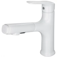 Смеситель для раковины Wonzon & Woghand WW-AE4151-MW с выдвижным изливом, белый матовый